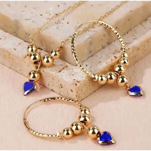 Necklace and Earrings Set of two  - Elegant Beaded Jewelry - Gold Plated